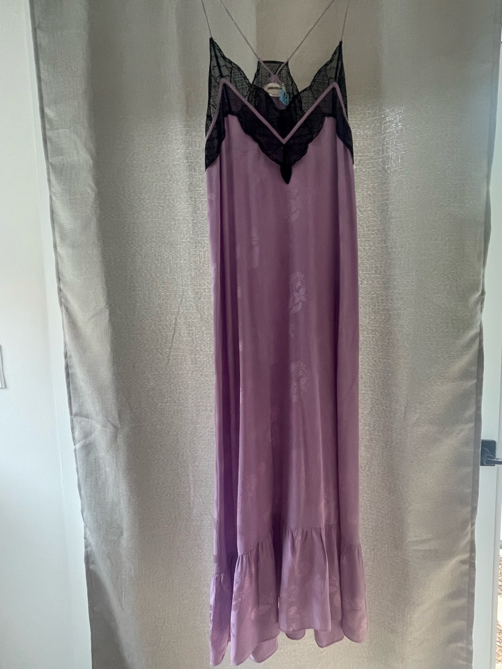 Zadig & Voltaire Lavender Slip with Black Lace Overlay